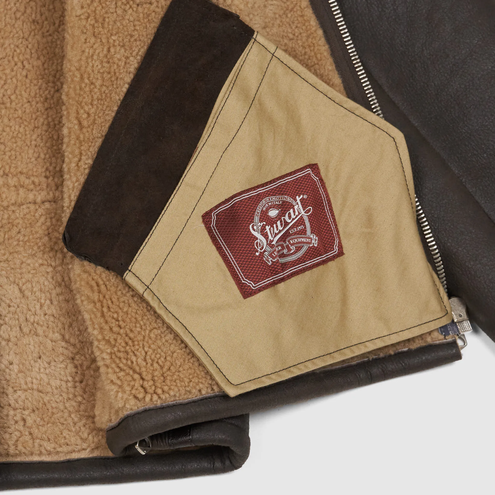Stewart Shearling Vintage B-6 Bomber Leather Jacket