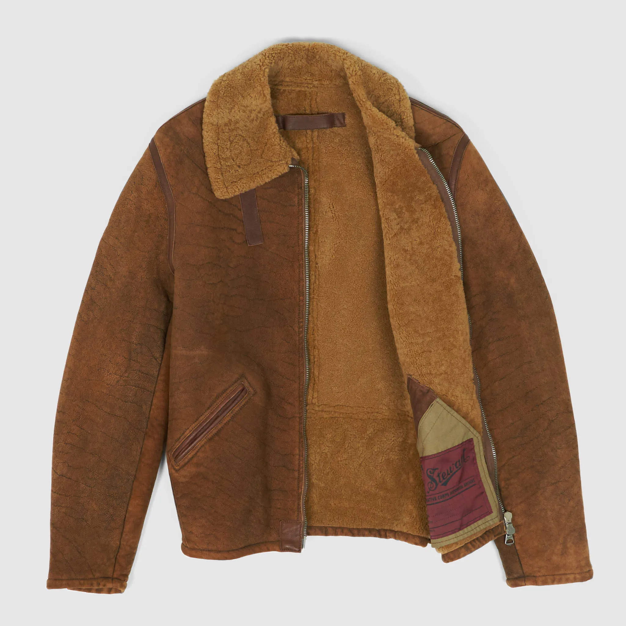 Stewart Shearling Vintage B-6 Bomber Leather Jacket