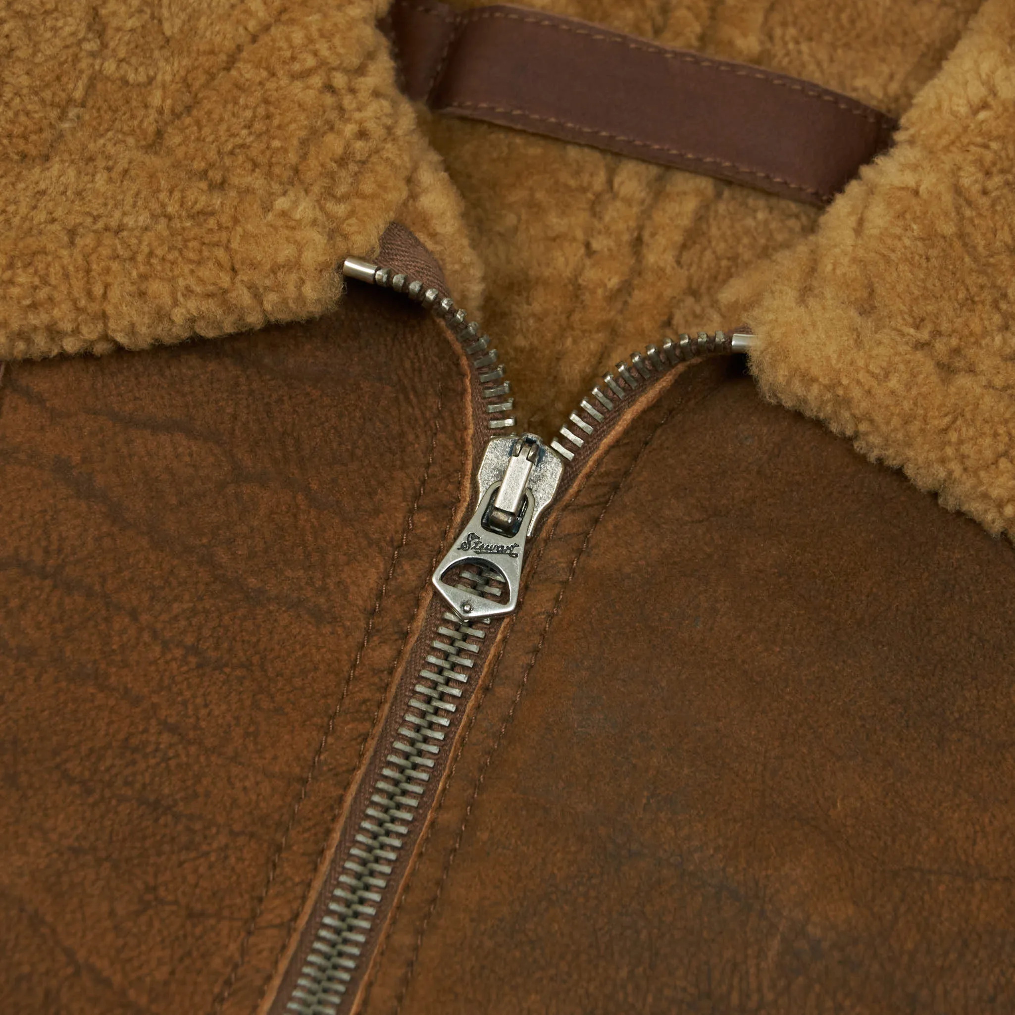 Stewart Shearling Vintage B-6 Bomber Leather Jacket