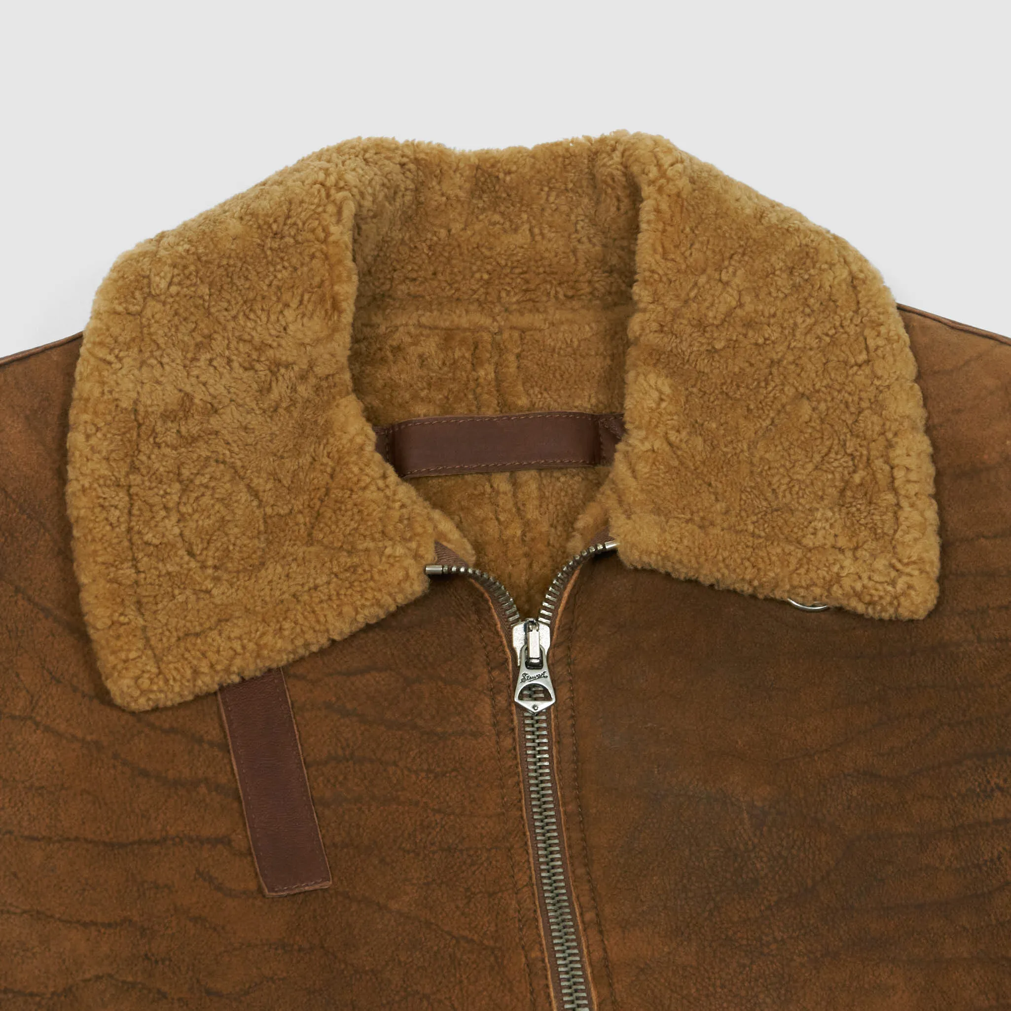 Stewart Shearling Vintage B-6 Bomber Leather Jacket