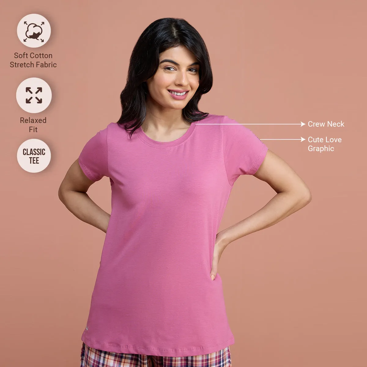Super Comfy Cotton Stretch Classic Solid T-Shirt-NYLE216-Red Violet
