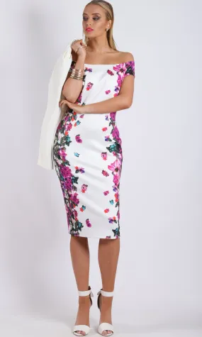 TG2421-2TB Off Shoulder Reflect Print Body Con Dress (Pack)