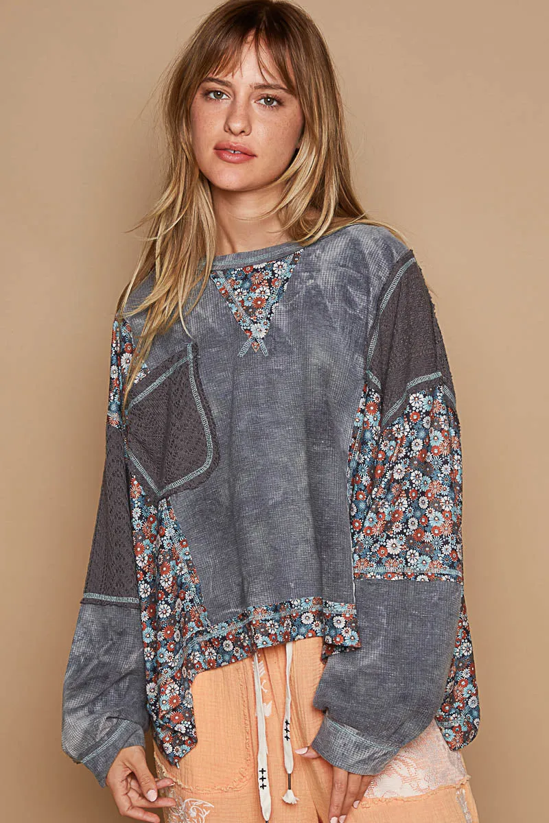 That’s My Jam Floral   Crochet Thermal Top (2 Colors)