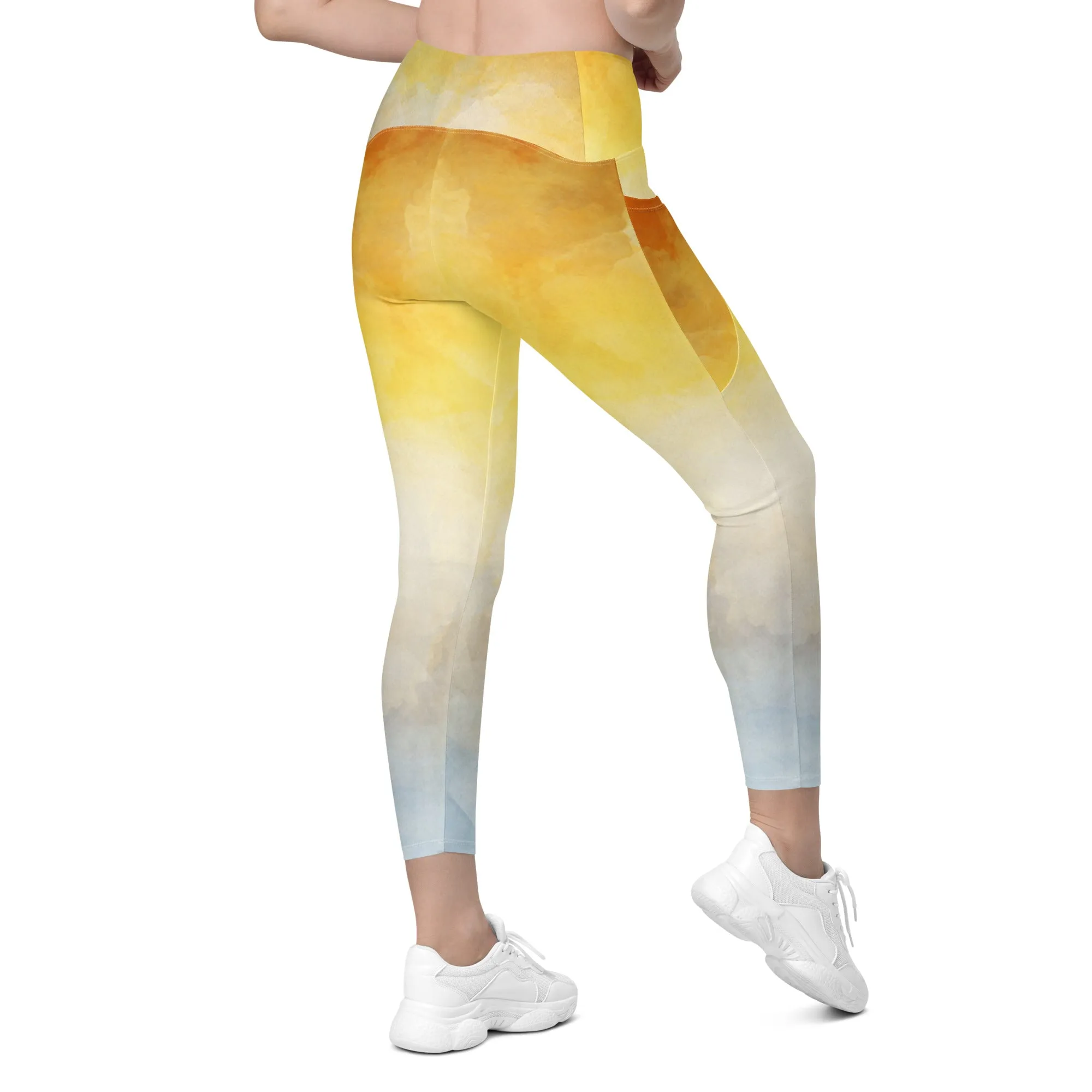 Tie Dye Sky Crossover Leggings with Pockets, lioness-love