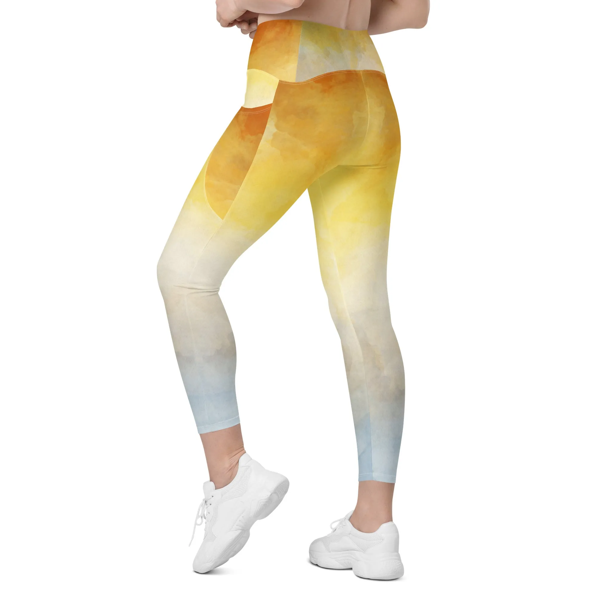 Tie Dye Sky Crossover Leggings with Pockets, lioness-love