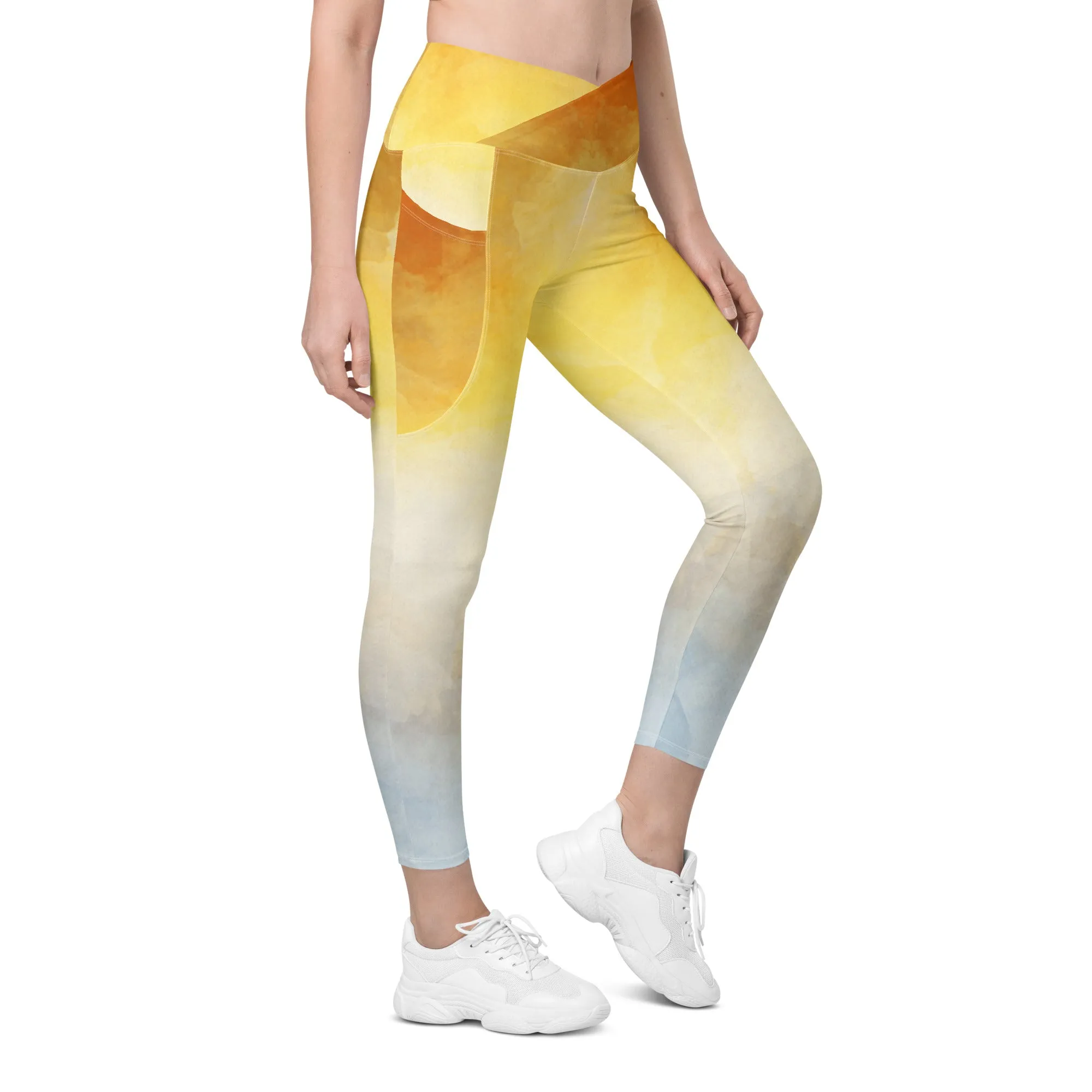 Tie Dye Sky Crossover Leggings with Pockets, lioness-love