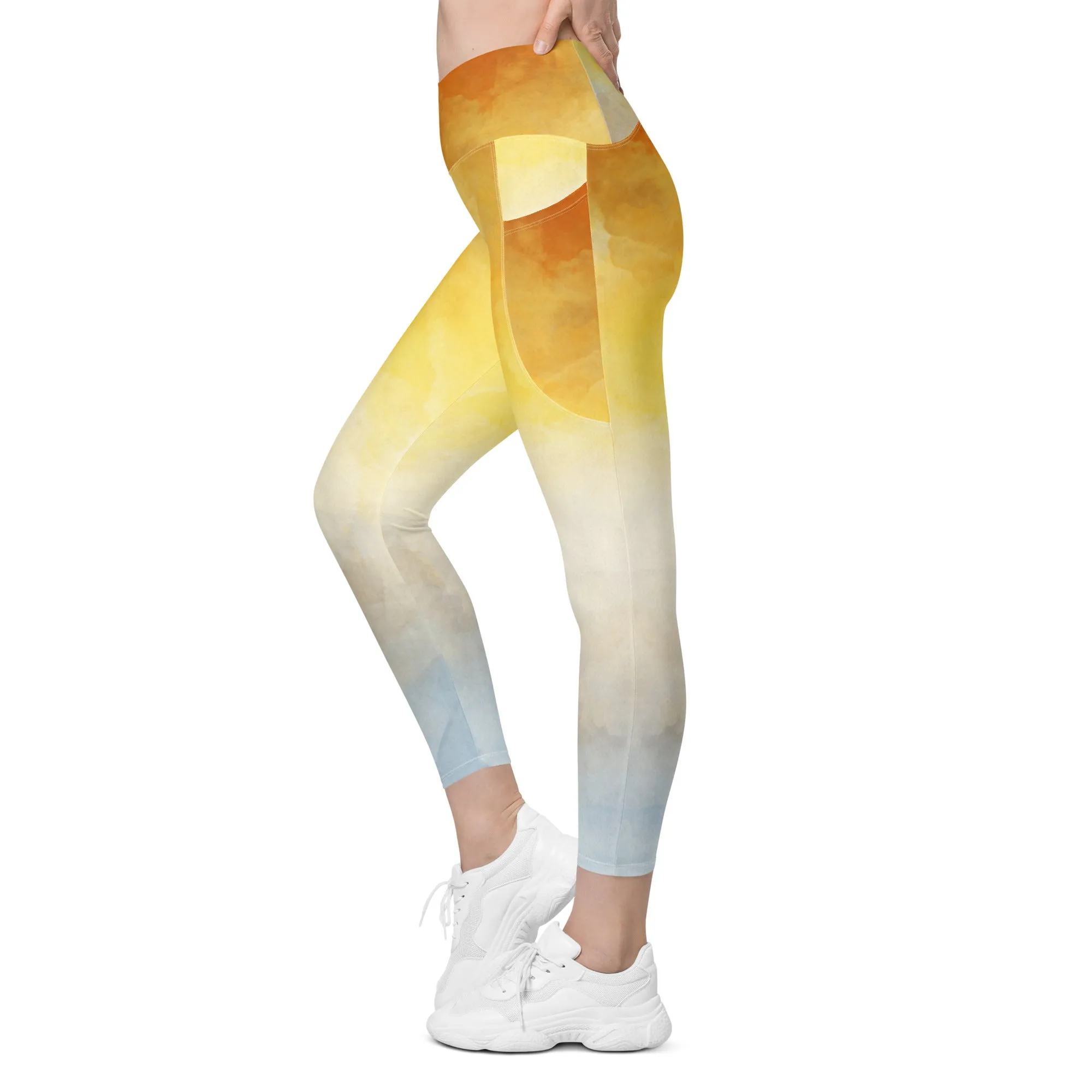 Tie Dye Sky Crossover Leggings with Pockets, lioness-love