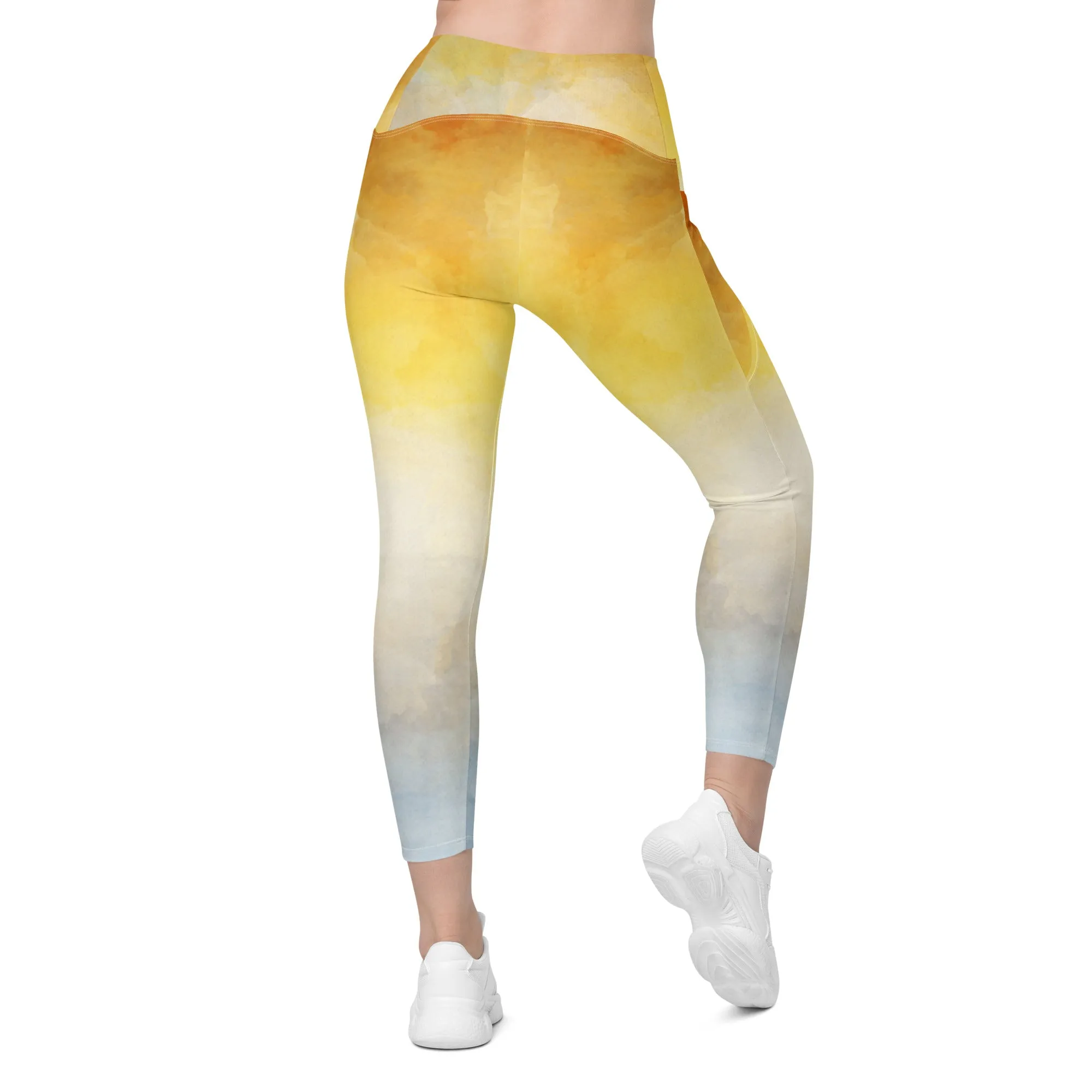 Tie Dye Sky Crossover Leggings with Pockets, lioness-love