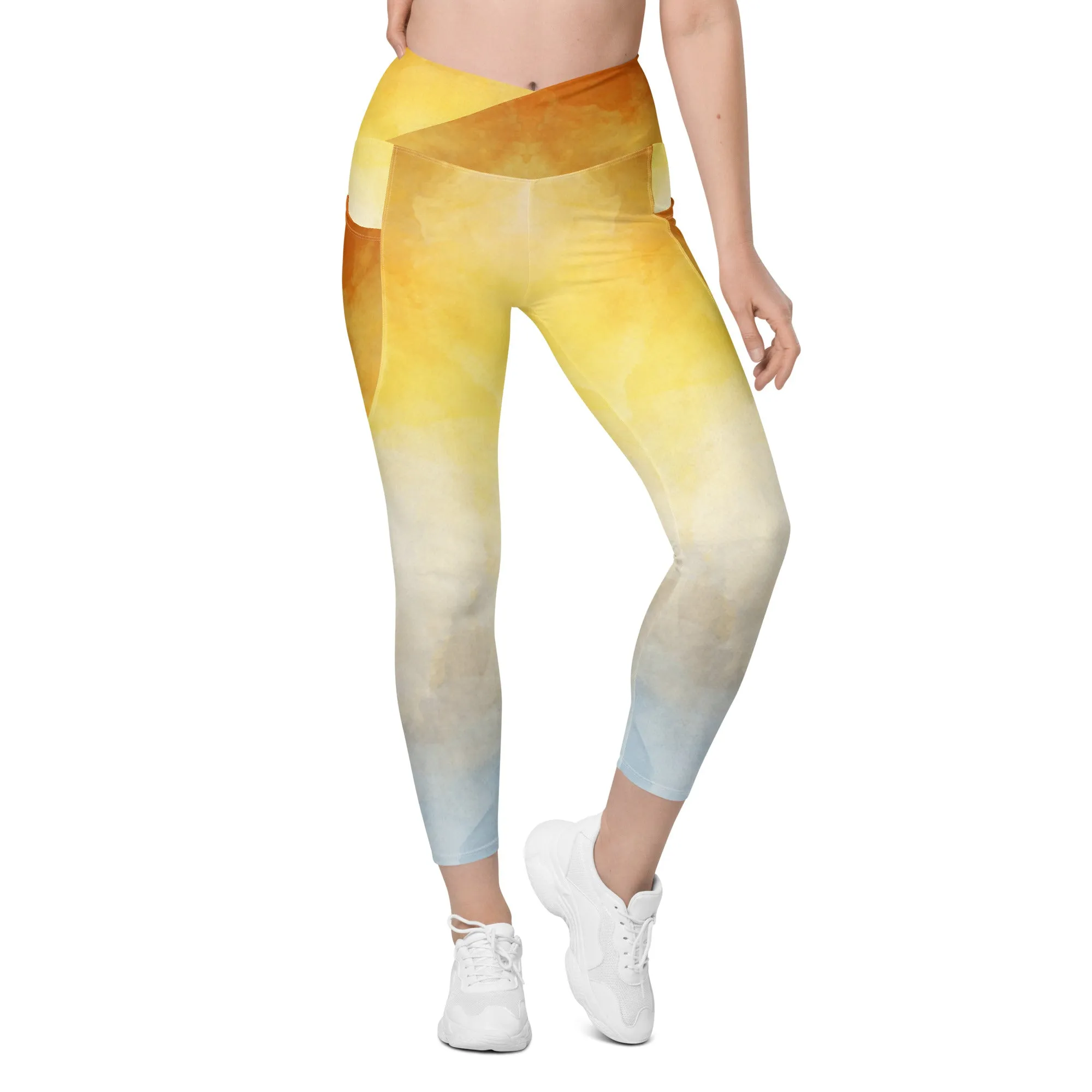 Tie Dye Sky Crossover Leggings with Pockets, lioness-love