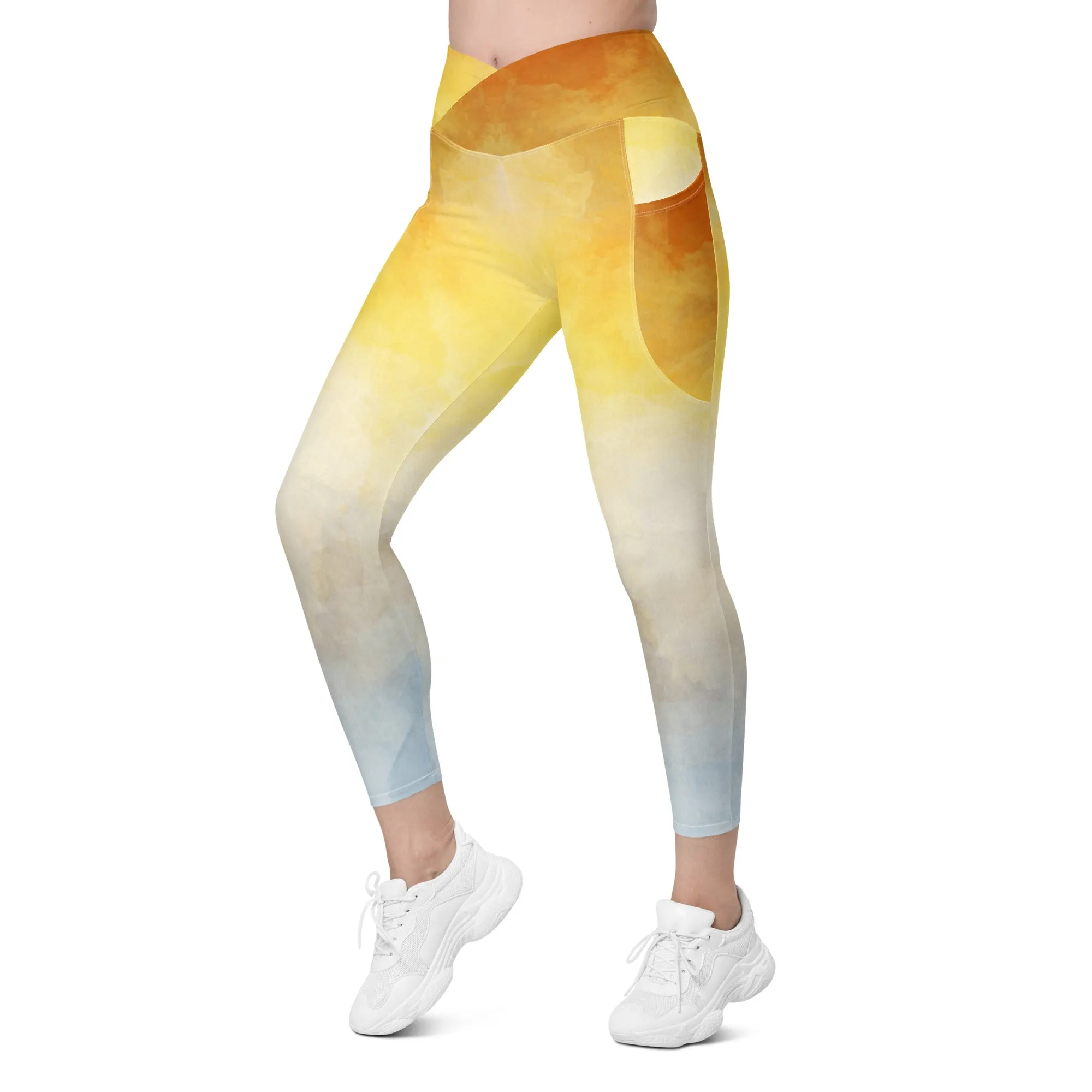 Tie Dye Sky Crossover Leggings with Pockets, lioness-love
