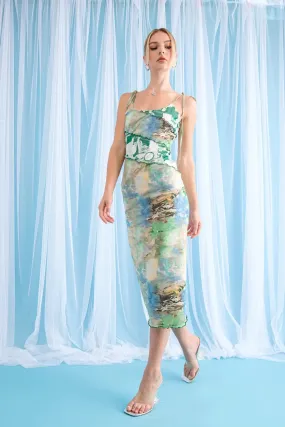 Van Gogh Your Way Mesh Midi Dress