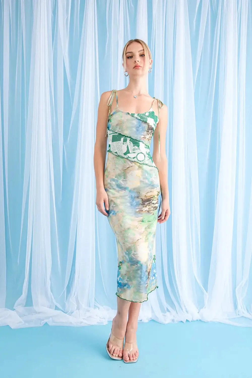 Van Gogh Your Way Mesh Midi Dress