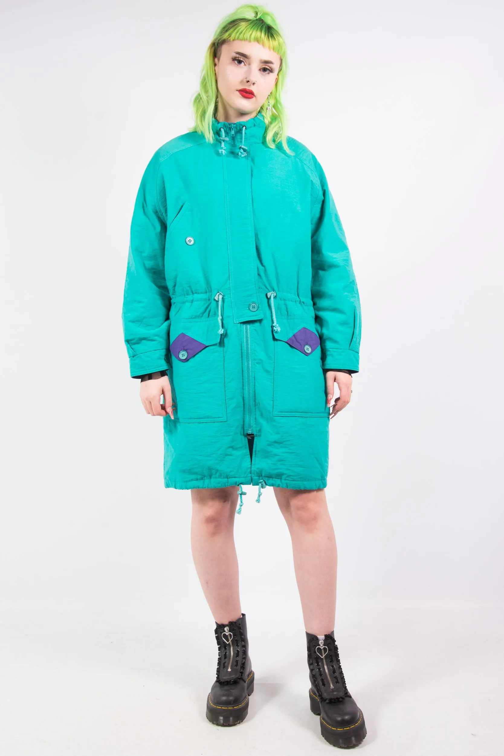 Vintage 90's Turquoise Parka Coat