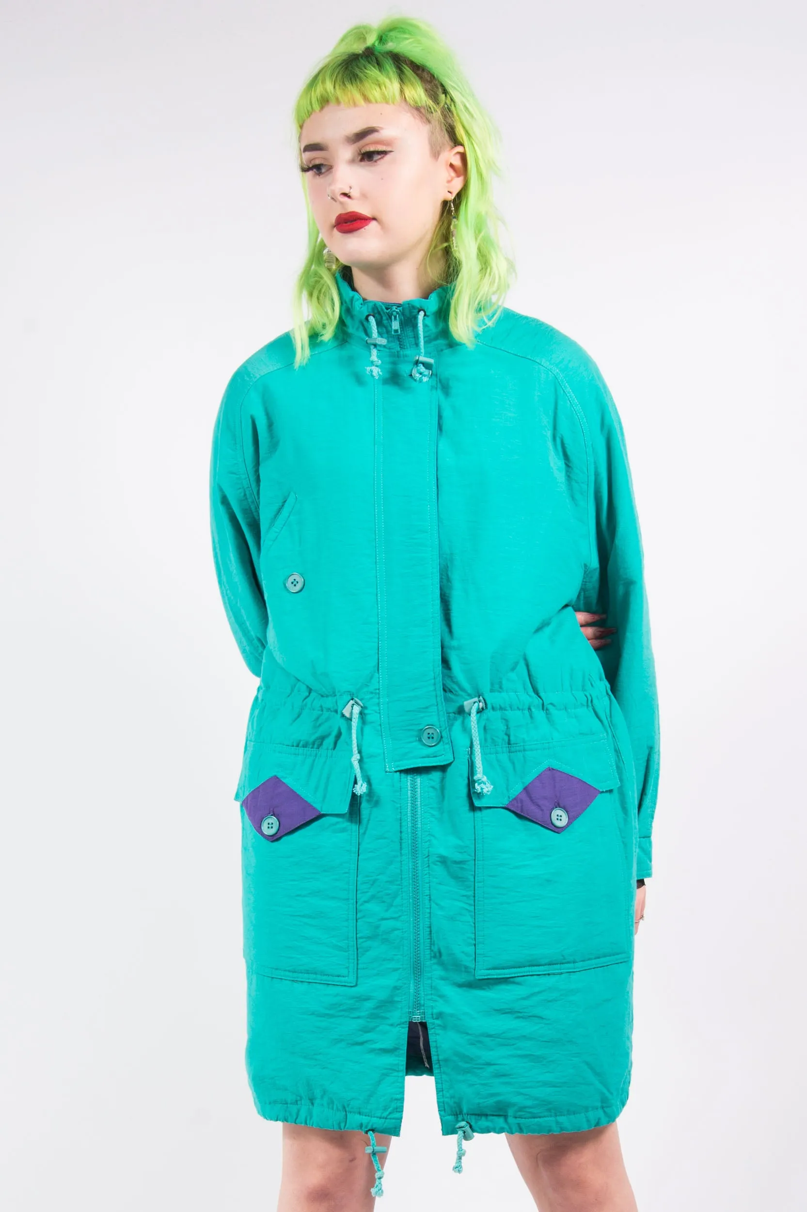 Vintage 90's Turquoise Parka Coat
