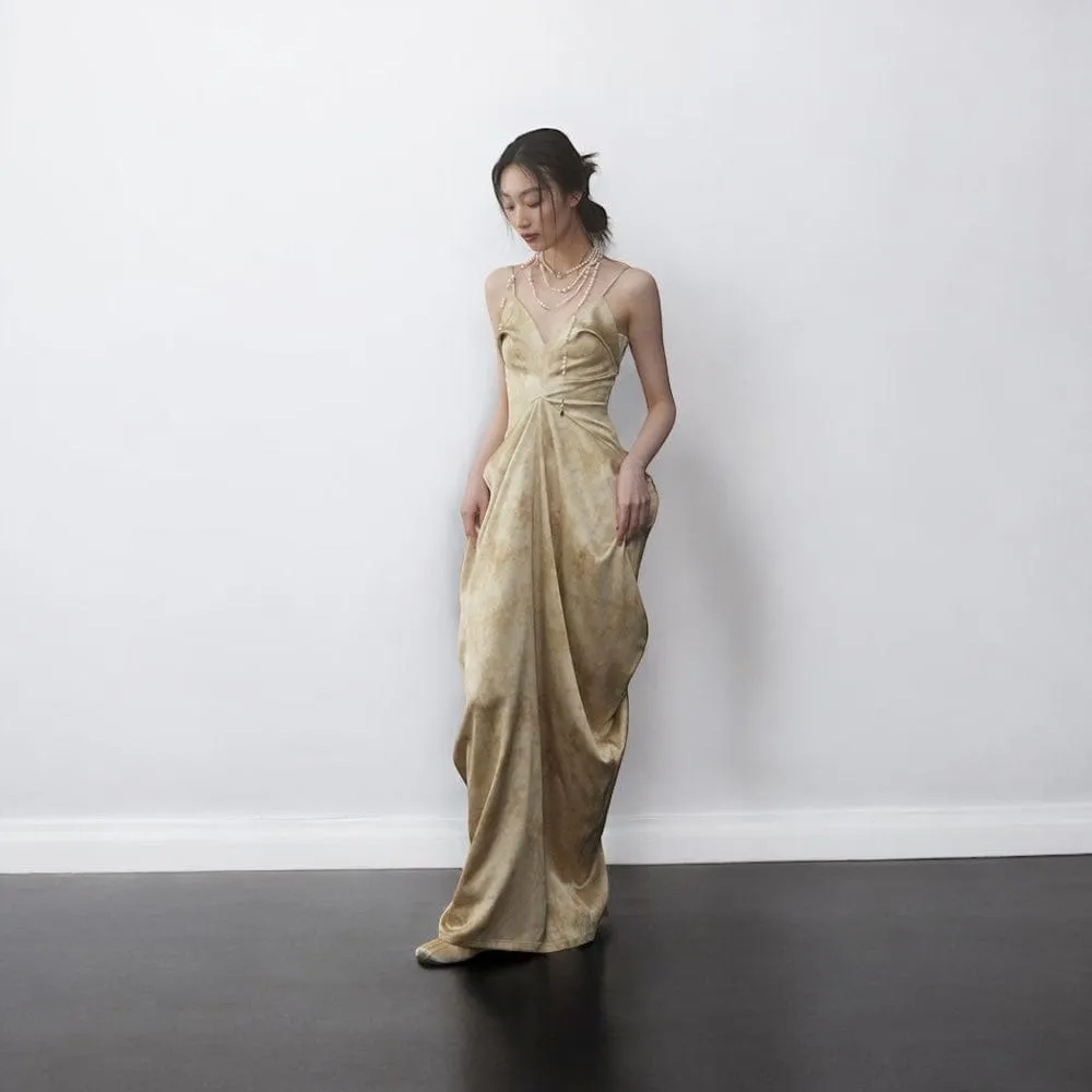 Watercolor Satin Slip Dress