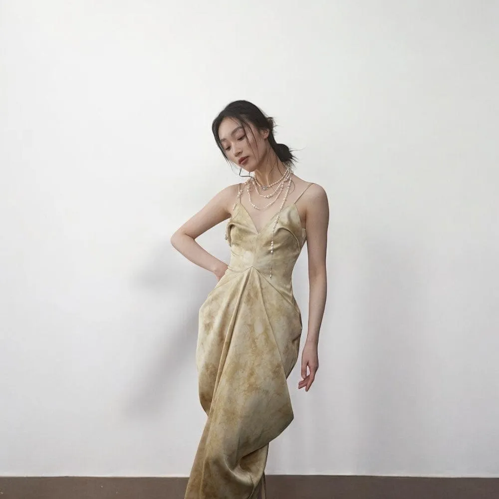 Watercolor Satin Slip Dress