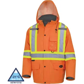 Waterproof Quilted Safety Parka, High Visibility Orange, Medium