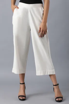 White Cotton Solid Culottes