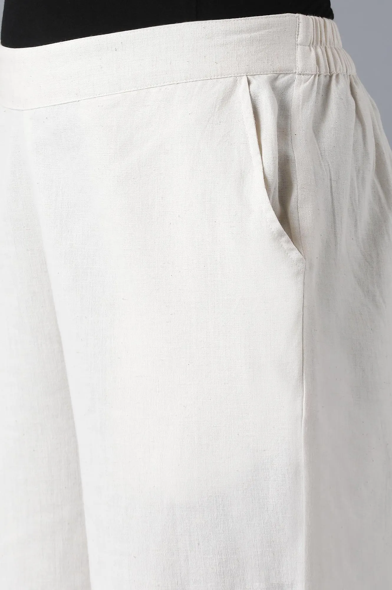 White Cotton Solid Culottes