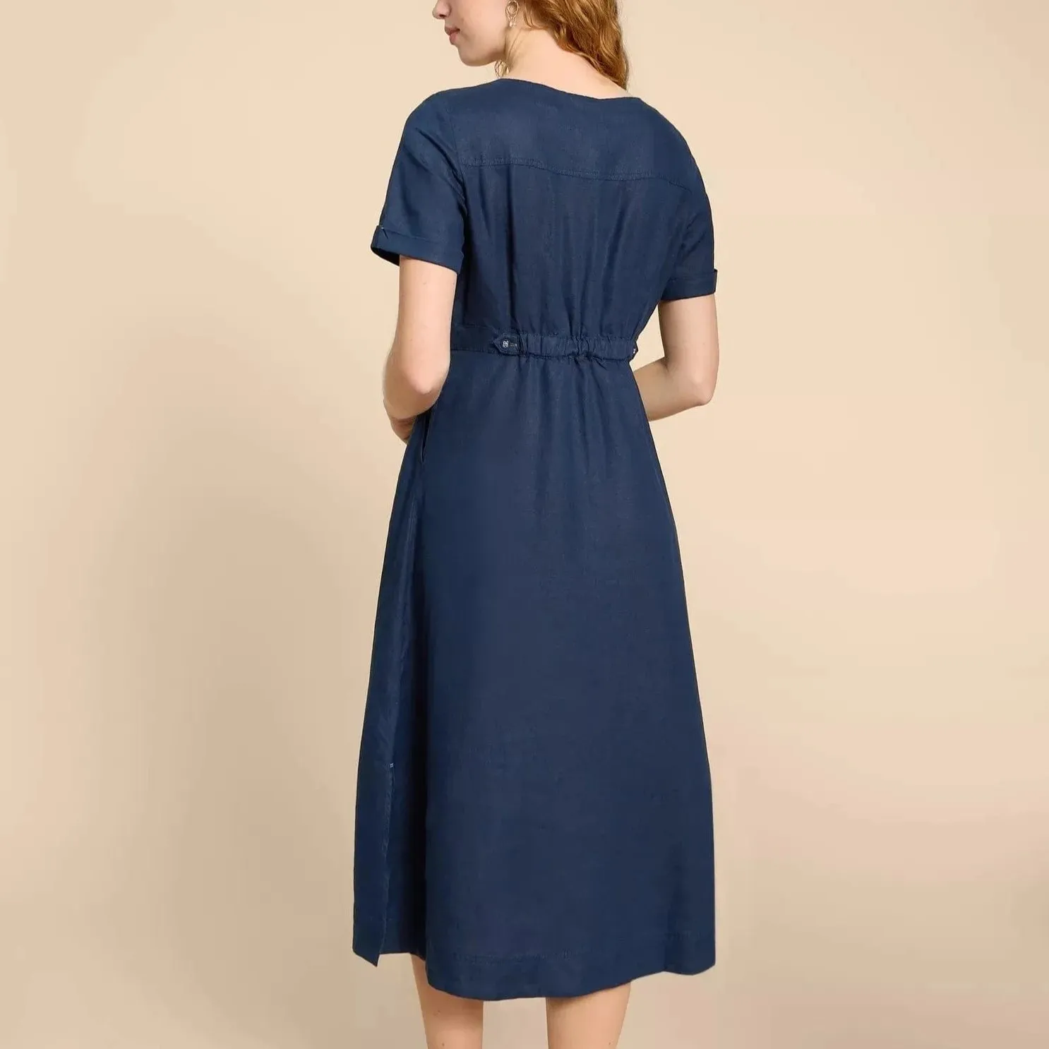 White Stuff Ivy Linen V Neck Midi Dress
