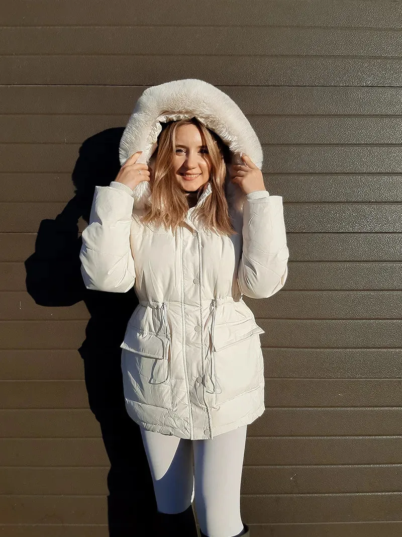 Women Thick Warm Padded Fur Parka