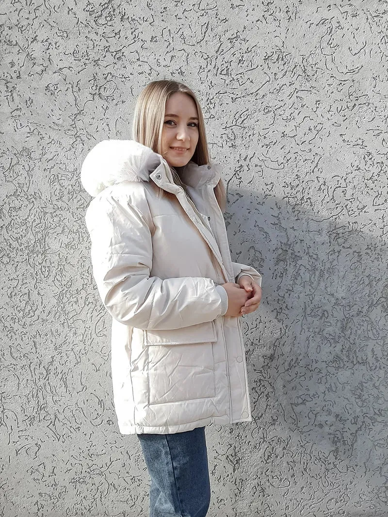 Women Thick Warm Padded Fur Parka