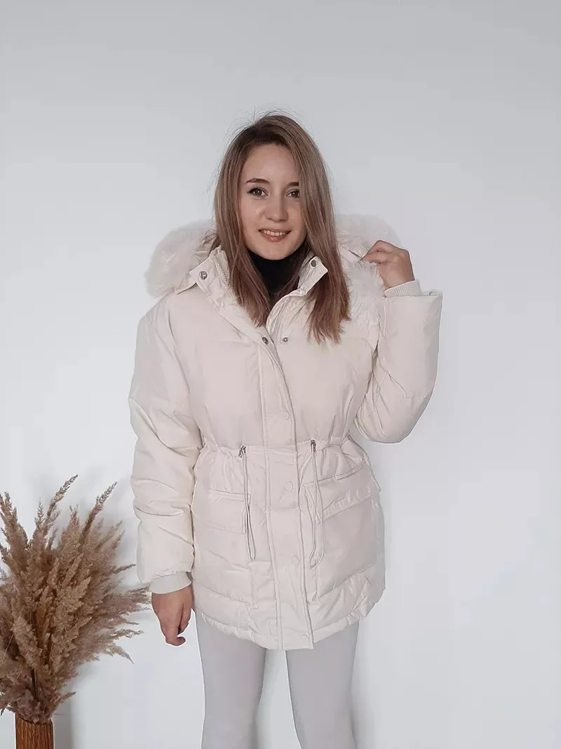 Women Thick Warm Padded Fur Parka