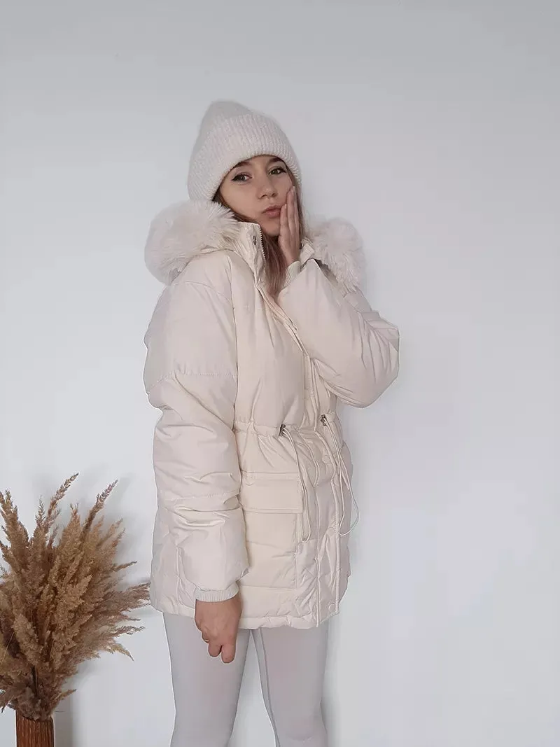 Women Thick Warm Padded Fur Parka