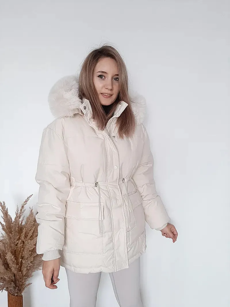 Women Thick Warm Padded Fur Parka
