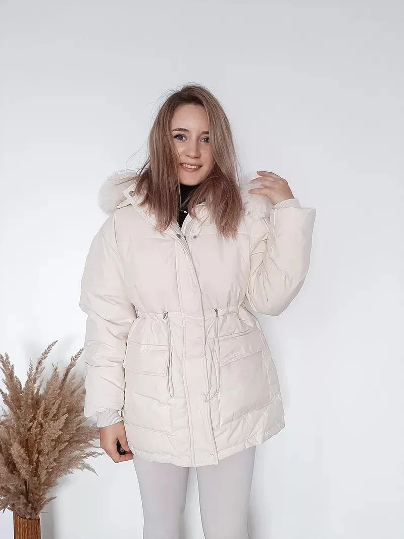 Women Thick Warm Padded Fur Parka