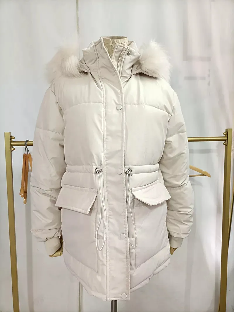 Women Thick Warm Padded Fur Parka