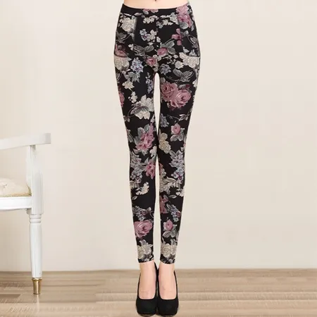 Women's Autumn/Winter Casual Warm Leggings With Print