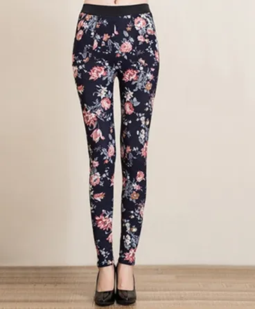 Women's Autumn/Winter Casual Warm Leggings With Print