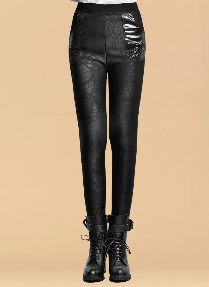 Women's Autumn/Winter Casual Warm Leggings With Print
