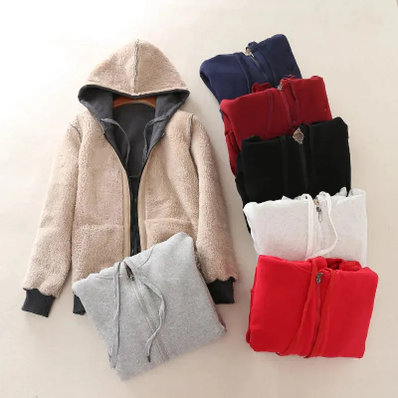Womens Cashmere Winter Warm Coats Thick Parka Warm Hooded Coat Women Jacket Winter Parka Basic Jacket Fashion Women's Clothing