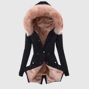 Women's Fleece Parka Jacket with Hood