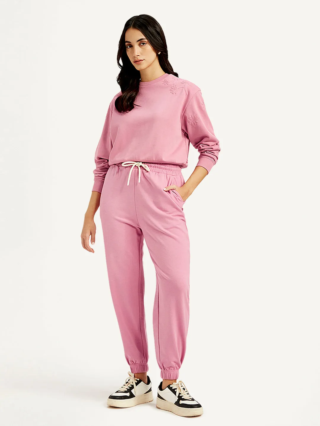 Women's Mid Rise Pink Joggers