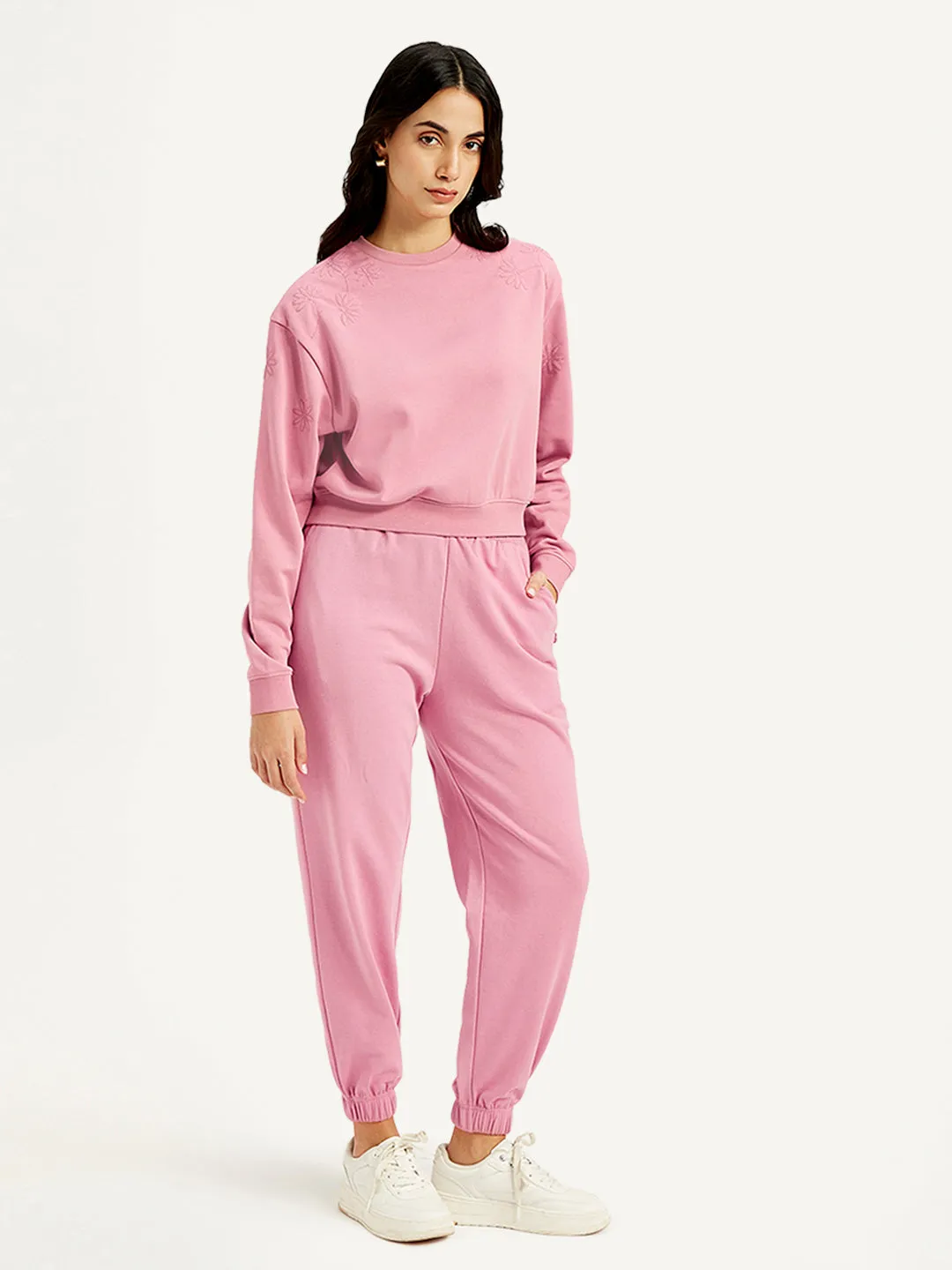 Women's Mid Rise Pink Joggers
