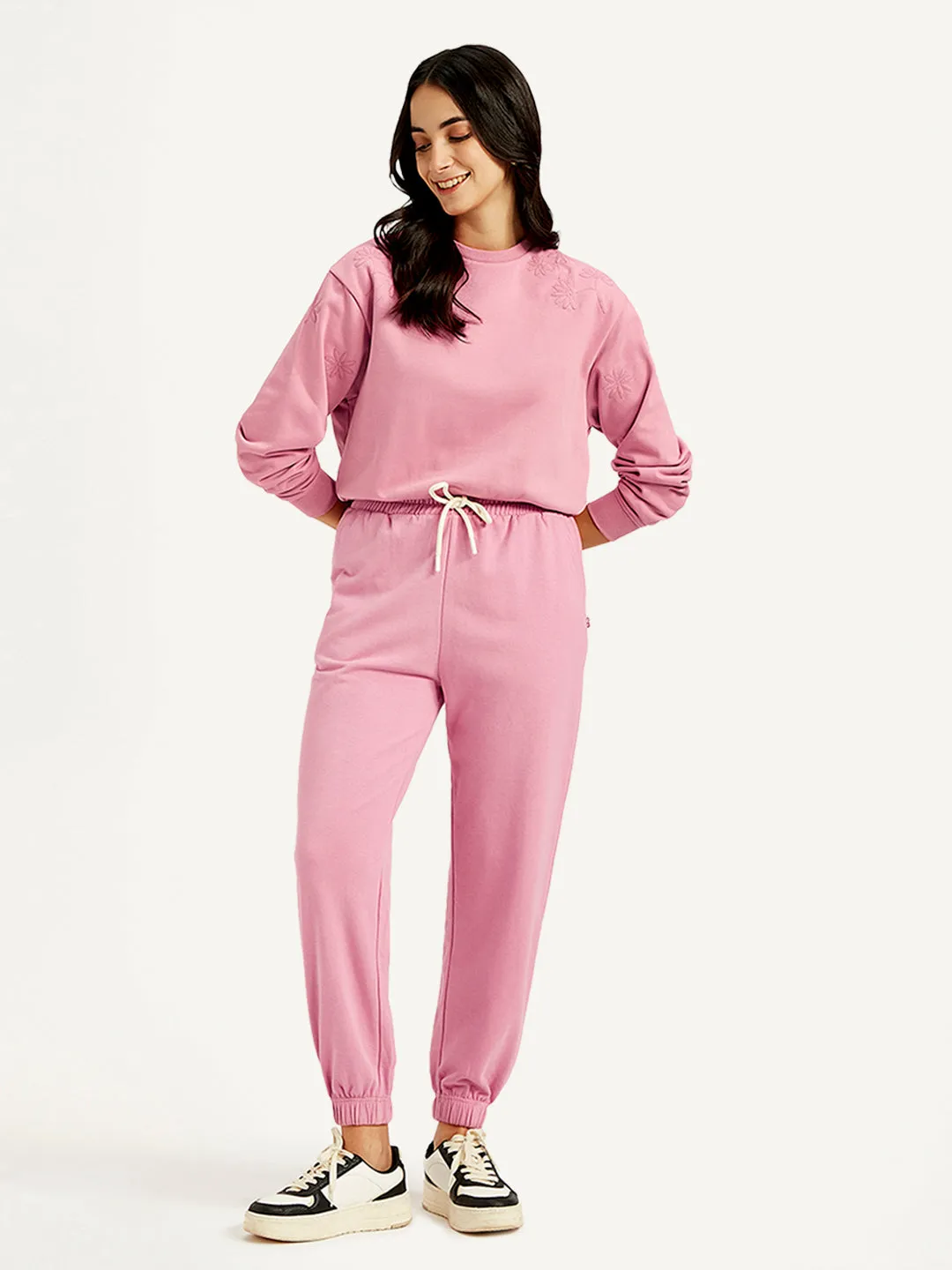 Women's Mid Rise Pink Joggers