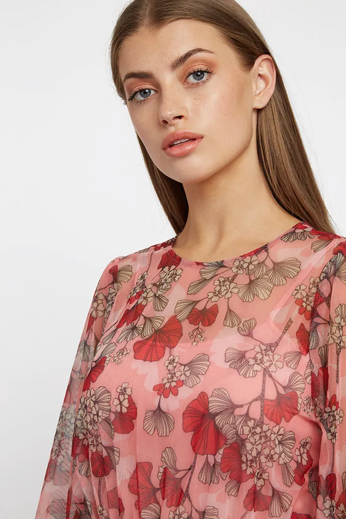 Yaffa Hibiscus Midi Dress