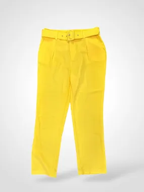 Yellow High Waist Tapered With Pockets