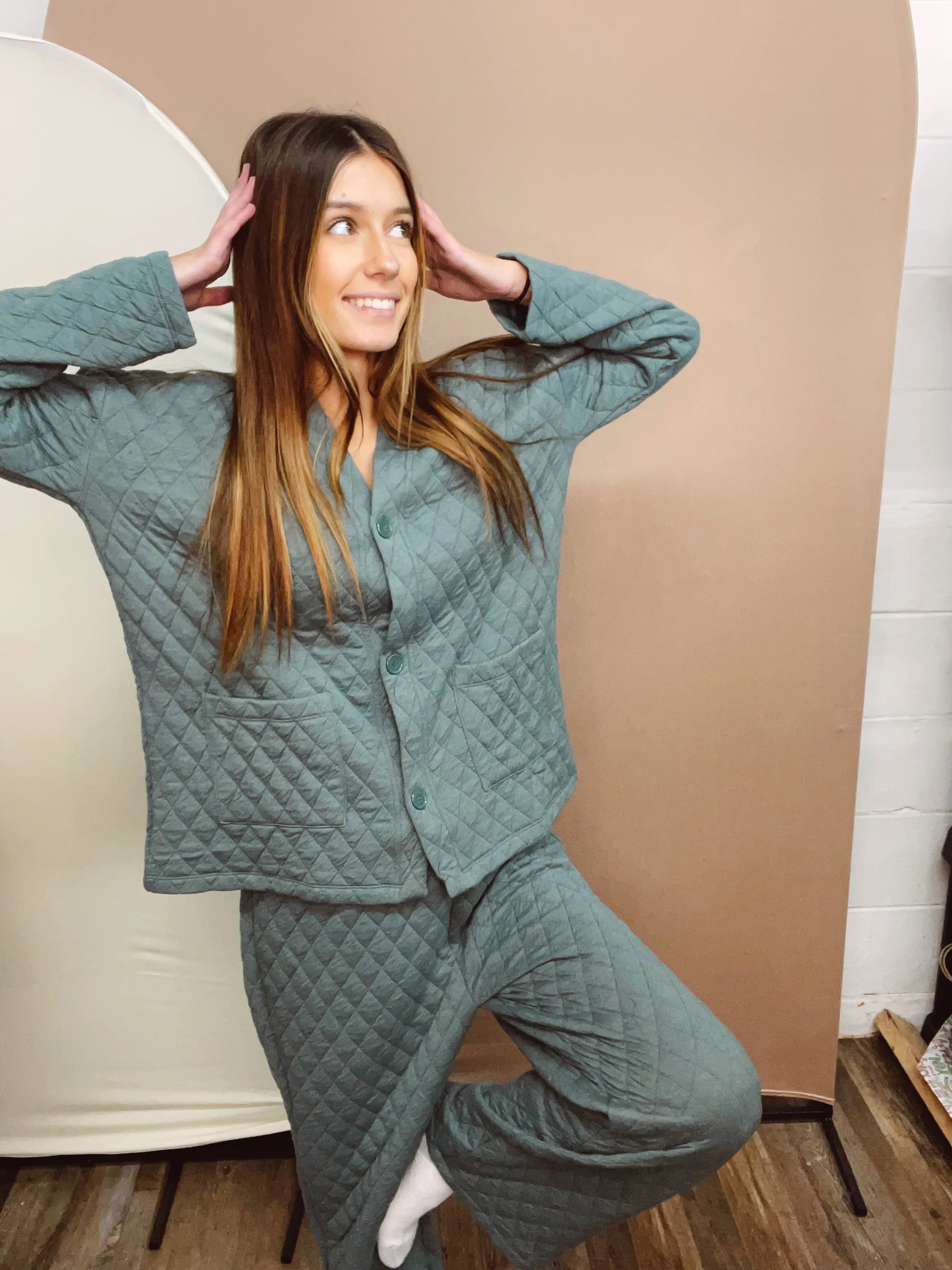 Yours Forever Quilted Jacket Pant Set (3 Colors)