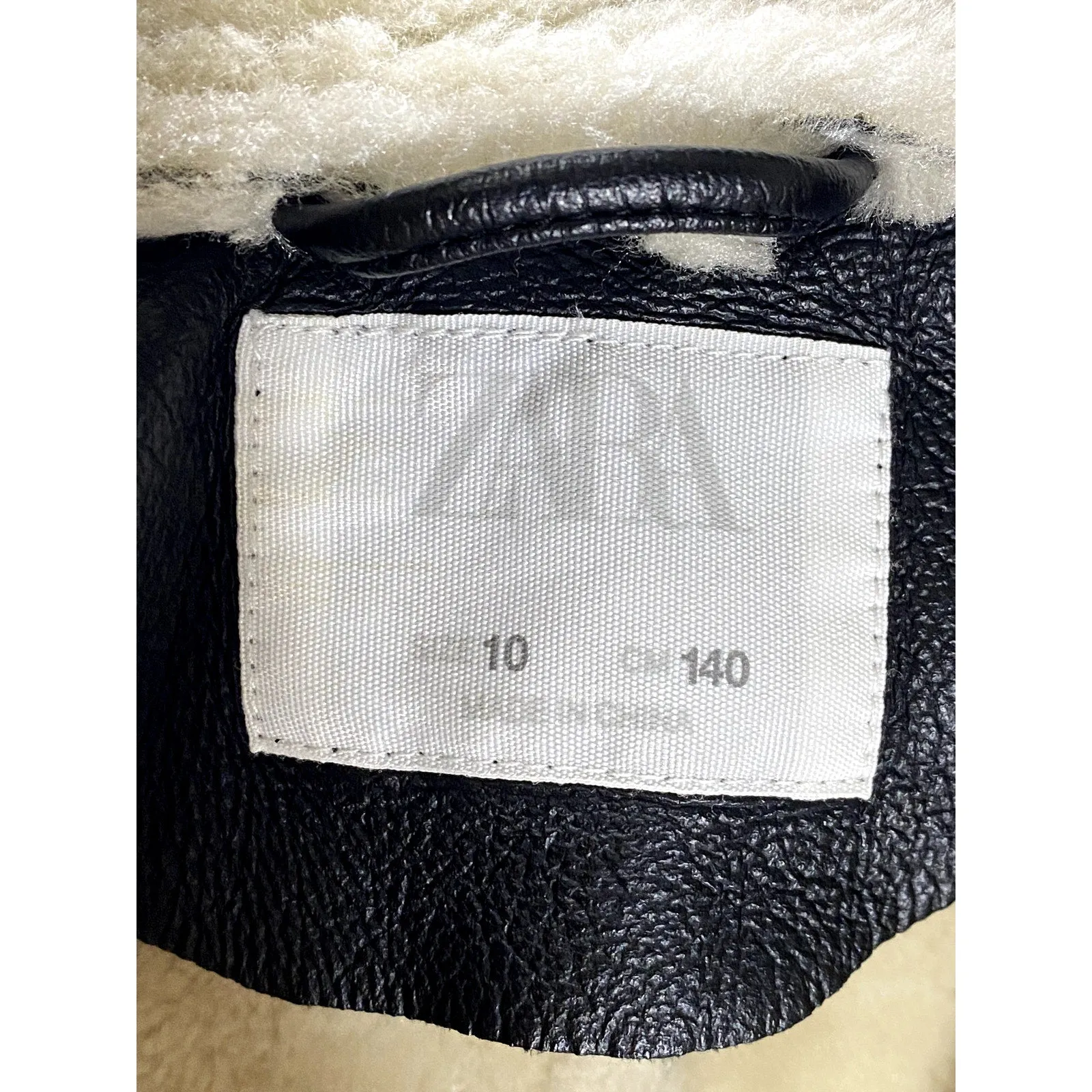 ZARA Girls Black/Beige Faux-Leather/Sherling Asymmetrical Zip-Up Jacket SZ 10
